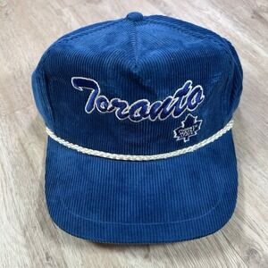 VTG Toronto Maple Leafs Snapback Hat NHL Hockey Universal Blue Corduroy Rope Cap